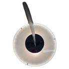 Restored Mid-Century Googie Drum Pendent Black and White Chandelier Lighting