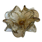Mid-century Bullicante Amber Gold-Tone Ruffle Murano Art Glass Ashtray