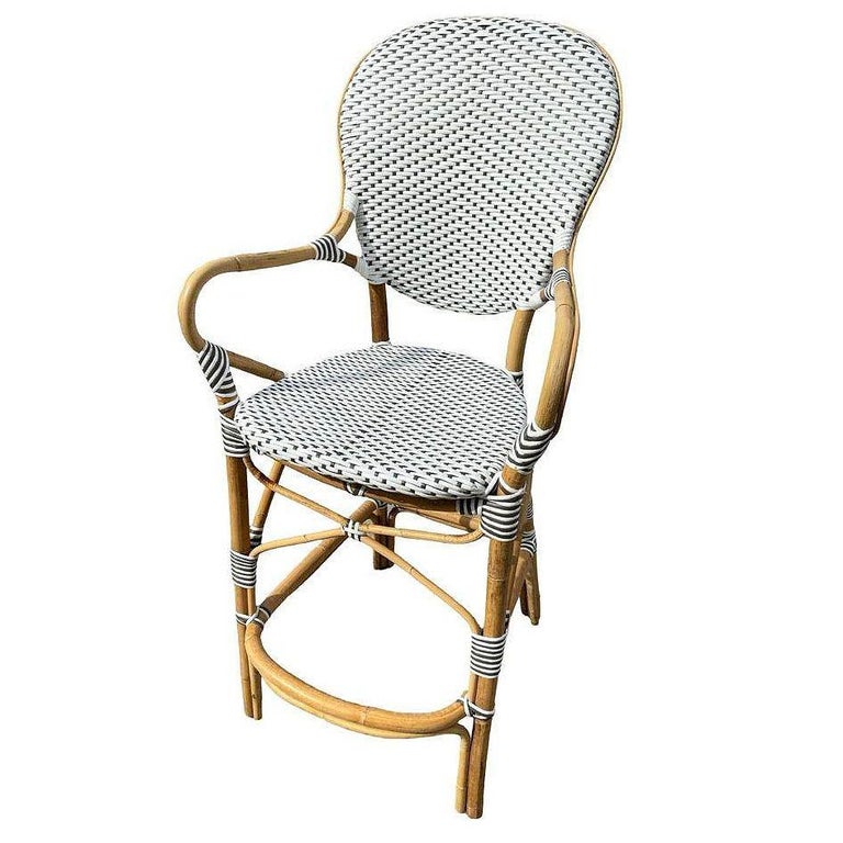 Set of 5 Danish Bistro "Isabell" Rattan Barstools w/ Woven Seat & Back by Sika D