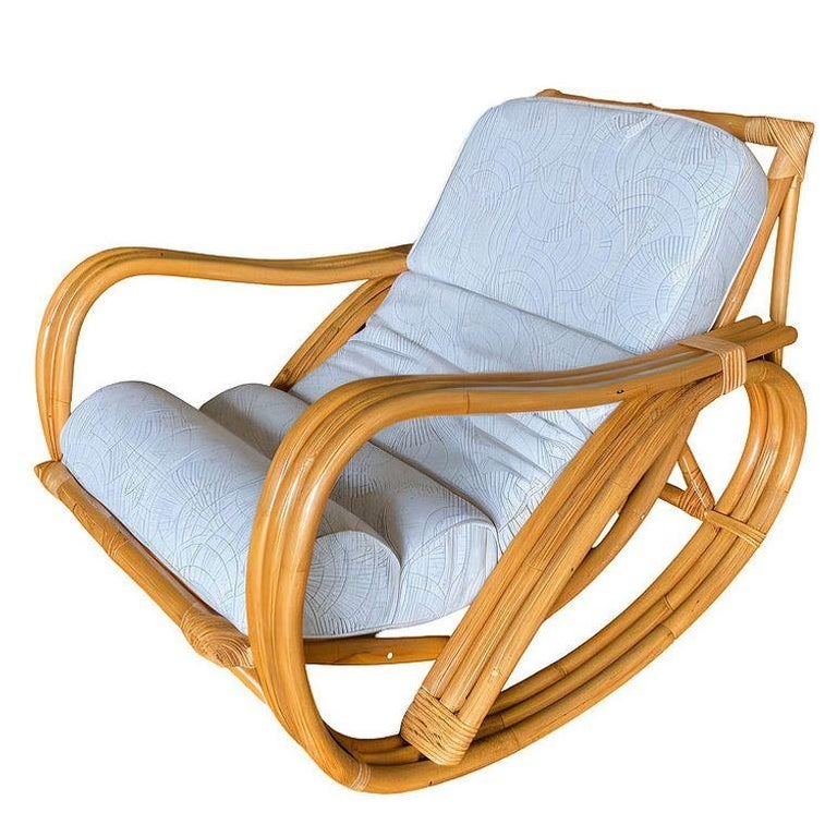 Restored 3-Strand Reverese Pretzel Rattan Rocking Chair