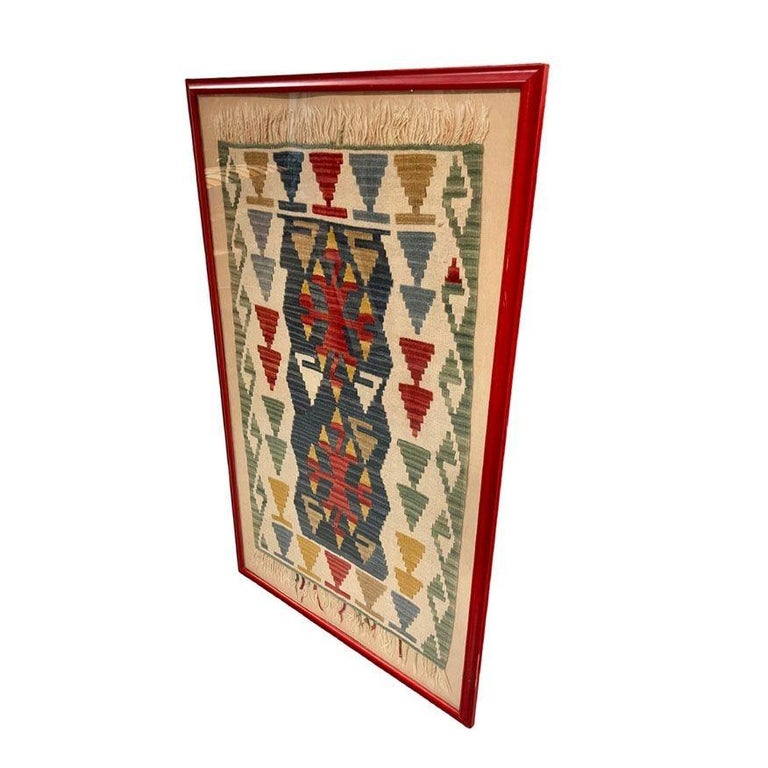 Antique Turkish Anatolian Kilim Rug Framed
