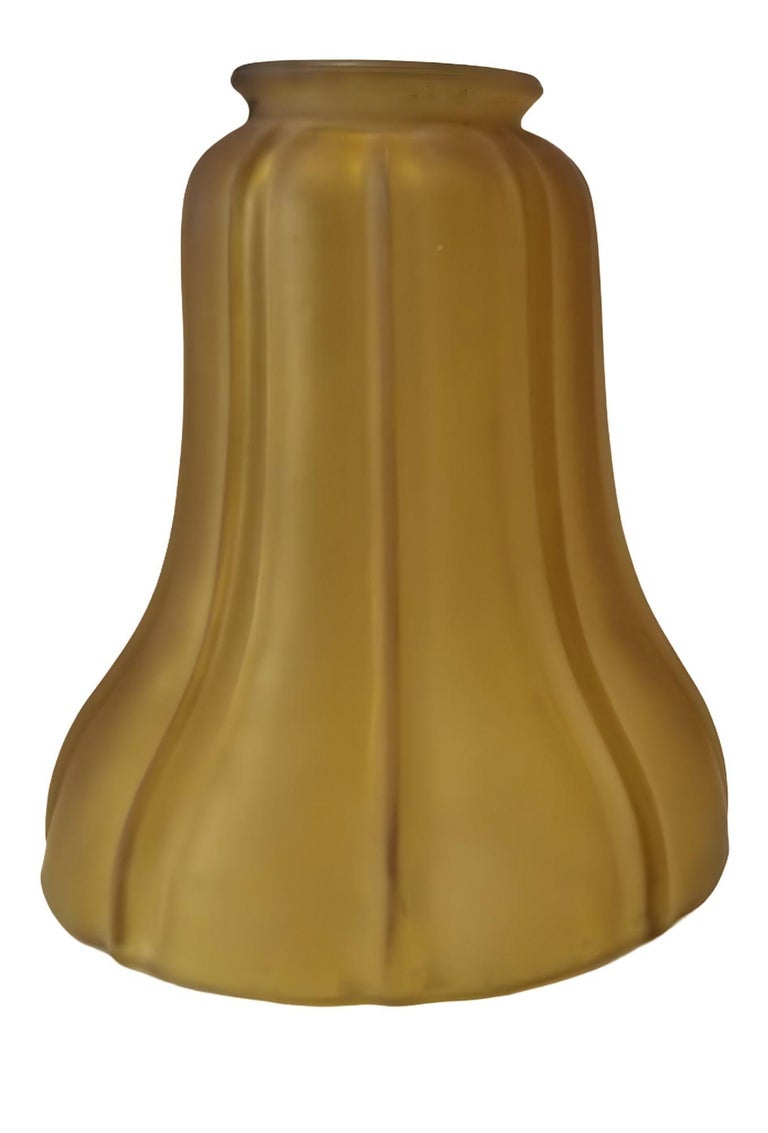2" Amber Frosted Fluted Art Nouvea Style Bell Shade, Pair