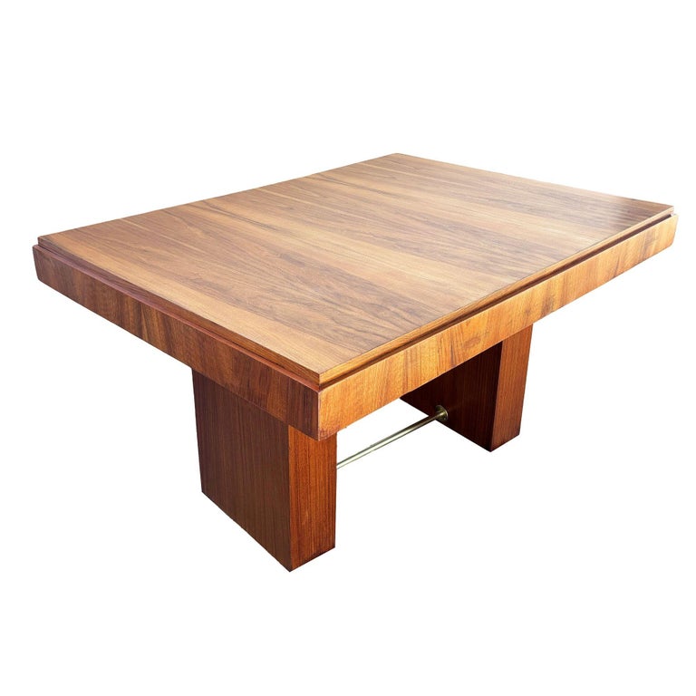 Art Deco Geometric Walnut Dining Table Desk Inspired by Charles Dudouyt