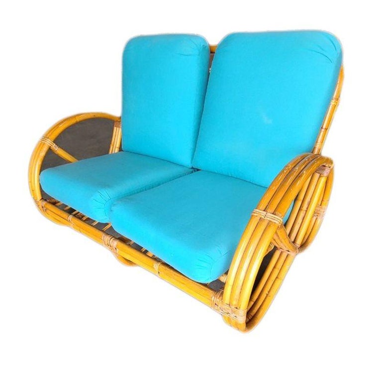 Restored Mid Century 3 Strand Full Pretzel Settee W/ Open Base