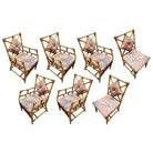Restored Rattan Chippendale Style Dining Chairs with Diamond Back, Set of 7