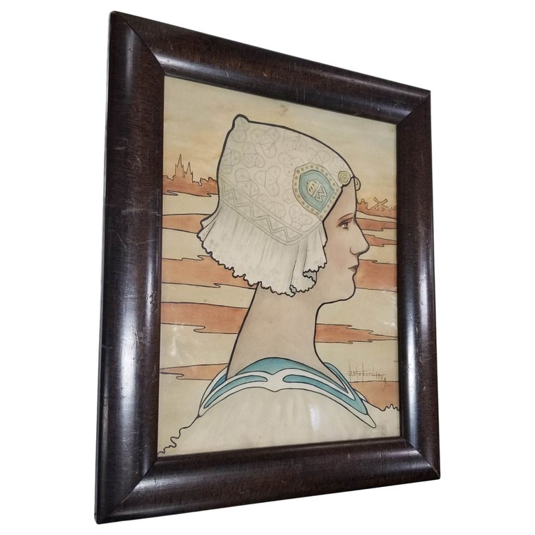 Framed Original 1909 Lithograph "Queen Wilhelmina" by P. Shepard