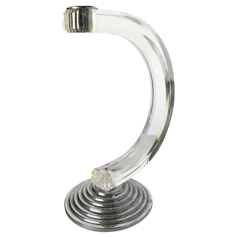 Charles Hollis Jones Lucite & Chrome Candlestick Holder