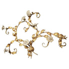 Mid Century Italian Tole Brass Floral Wall Sconce Sculpture