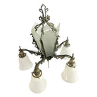 Art Deco Slat Glass Hanging Light Chandelier With Geometric Details