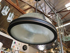 Industrial Ribbed Pendant Lamp Holophane Style Pair
