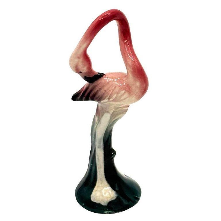 Mid-century California Pottery Ceramic Miniature Pink Flamingo Tabletop Statue