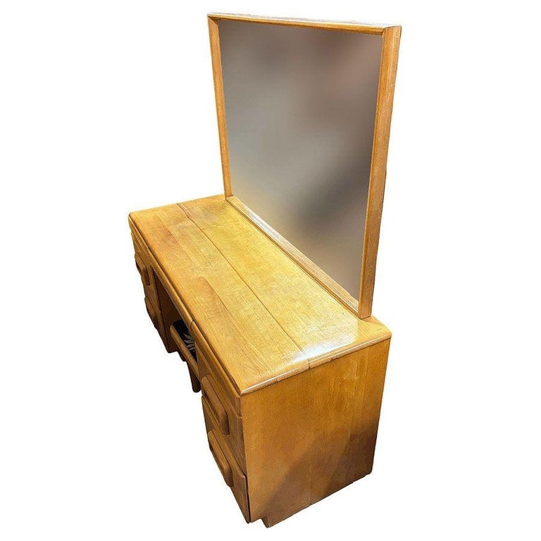 MCM Blond Maple Vanity/ Dressing Table w/ Bench by Russel Wright for Con