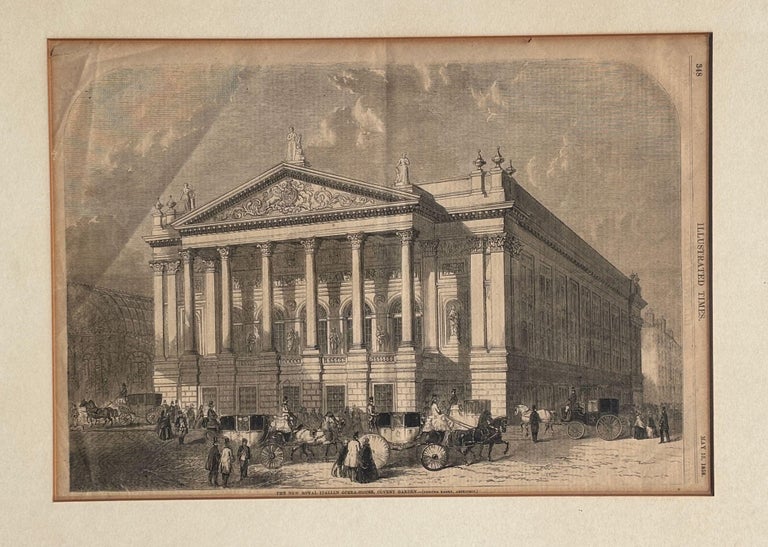 1858 "Royal Italian Opera House" Woodcut Print by William Henry Prior, Framed