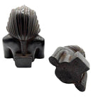Hand Carved Ebony Wood King Tut Tutankhamen Pharaoh Bust Book Ends Signed 1974