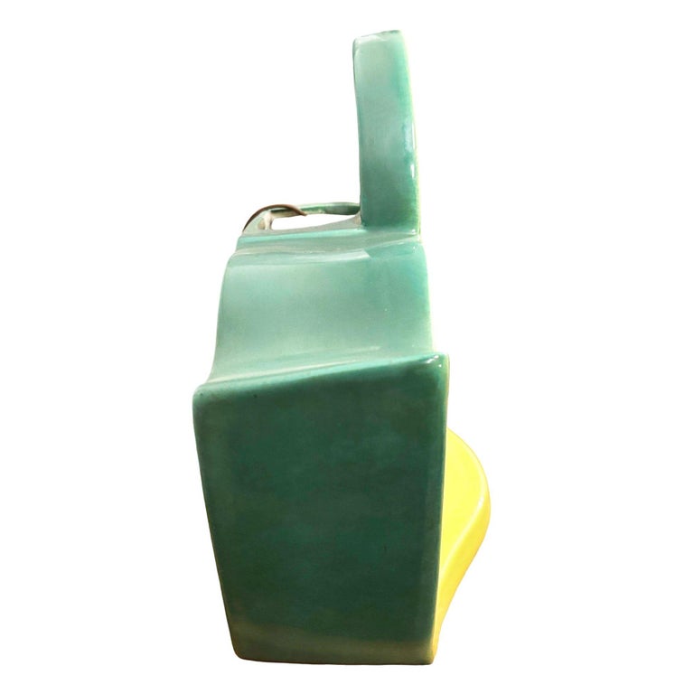 Mid-century Green Ceramic Jumping Deer Mantle TV Lamp by Shawnee Art Pottery