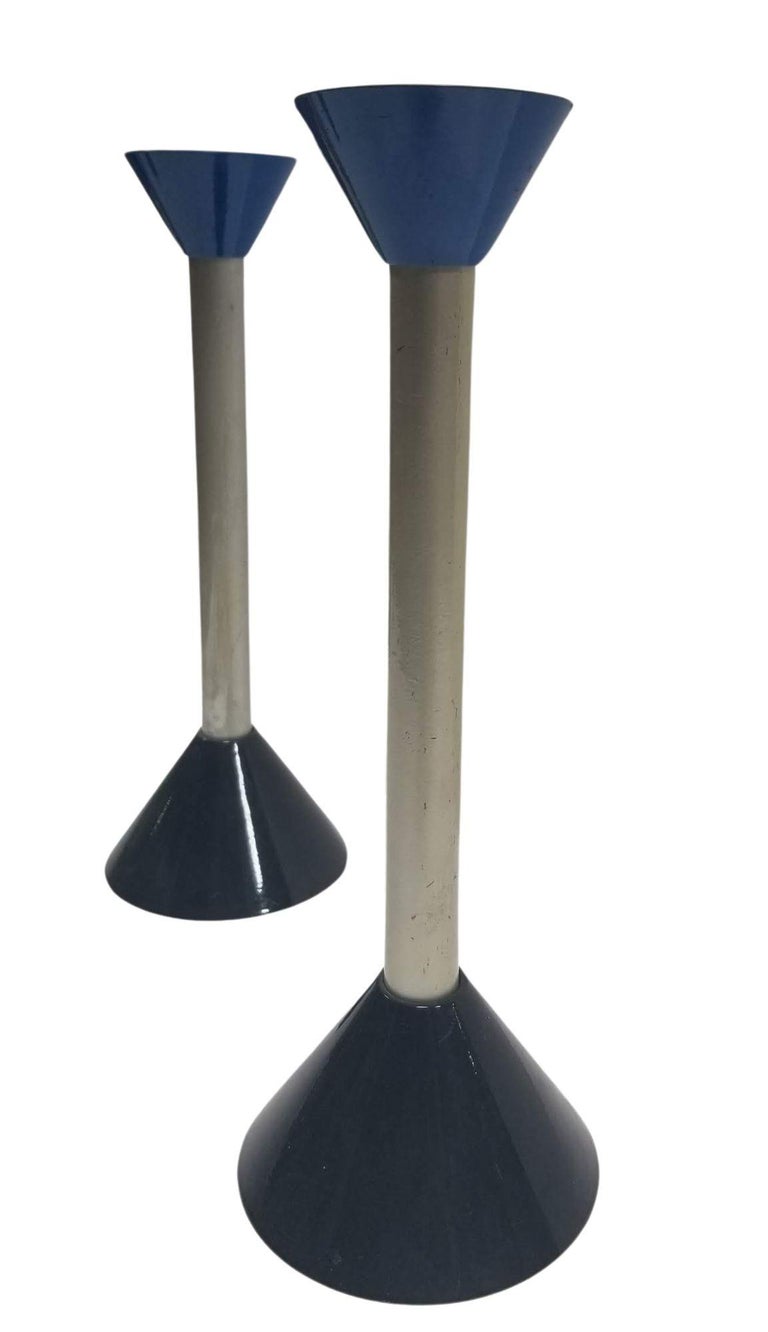 Pair of Vintage Mid Century Memphis Age Postmodern Candlestick Holder