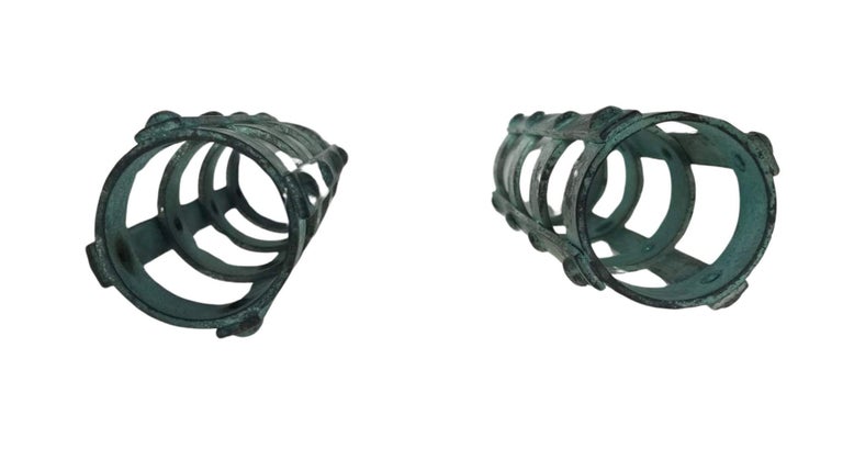 Set of 3 Brutalist style Candlestick Holders Cage Design