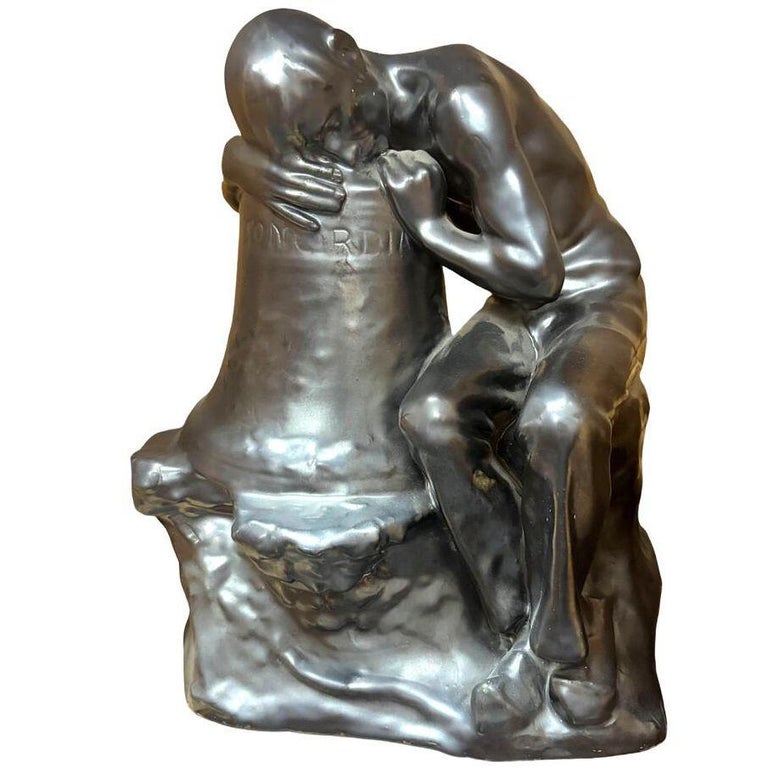 Italian "Pensatore Campana" The Tinker Auguste Rodin Style Terracotta Sculpture