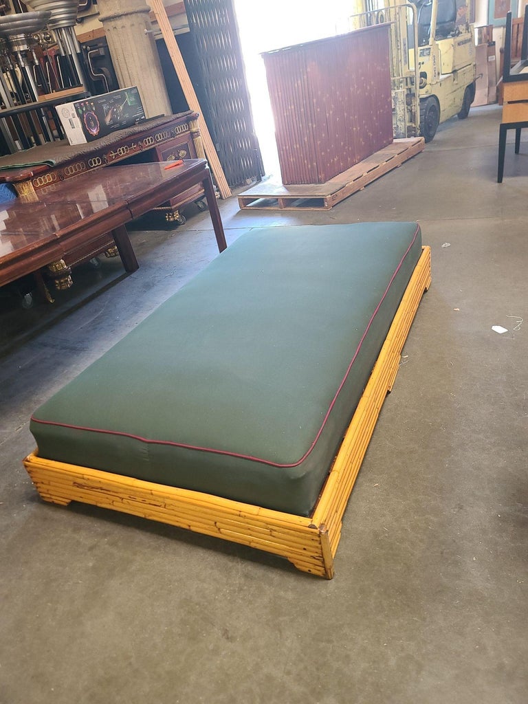 Restored Mid-Century Stacked Rattan Bed Sofa Daybed