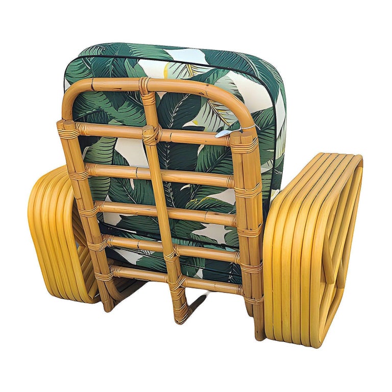 Restored Paul T Frankl Style 6-Strand Square Pretzel Rattan Lounge Chair
