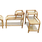 Restored Mid-century 3-Tier Rattan Side Lamp Table Living Room Set of 4