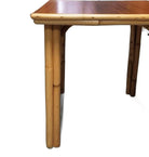 Restored Rattan Three-Strand Arched Legs Side and Drink Table with a Solid Mahog