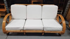 Restored Rattan Three-Strand Full Pretzel Lounge Chair and Three-Seat Sofa Set