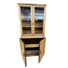 Restored Art Deco Stick Rattan & Grass Mat China Cabinet/Etagere