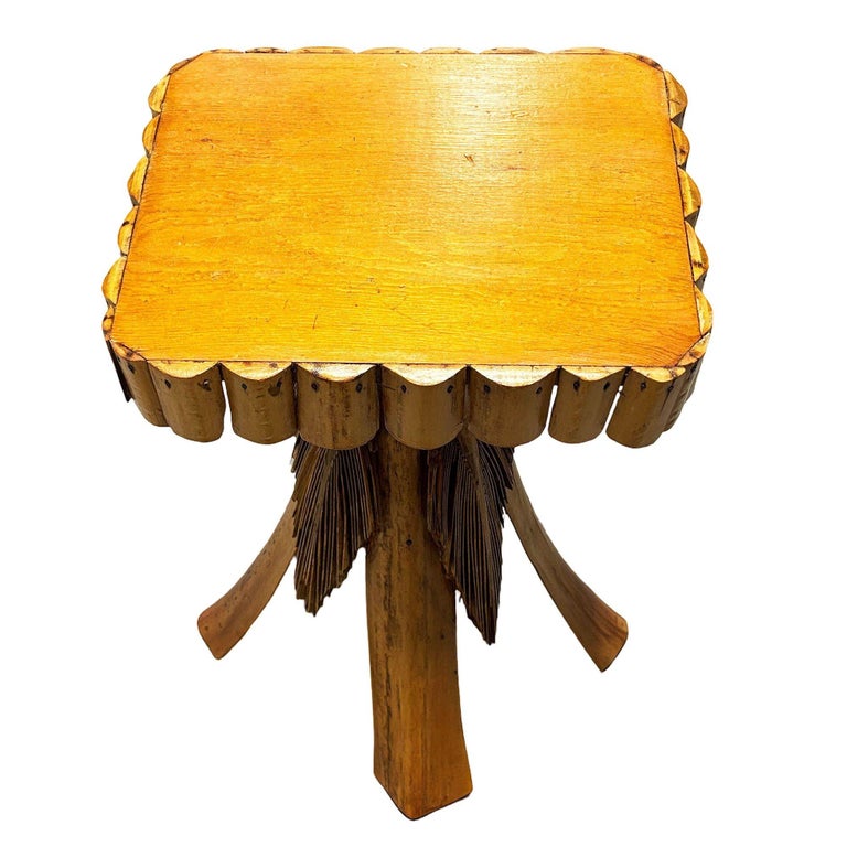 Restored MCM Hawaiian Split Bamboo Side Drinks Table w/ Koa Wood Top