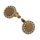 Round 14-Karat Pearl Cufflinks with Bullet Back Clasp and tie Pin