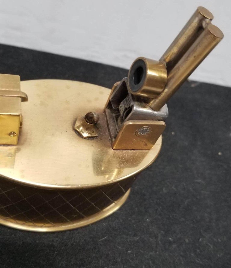 Swiss Brass Lift Arm Tabletop Lighter By Brilux for Dunhill