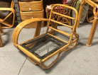 Restored Rattan Five-Strand Reverse 3/4 Pretzel Single Arm Lounge Chair