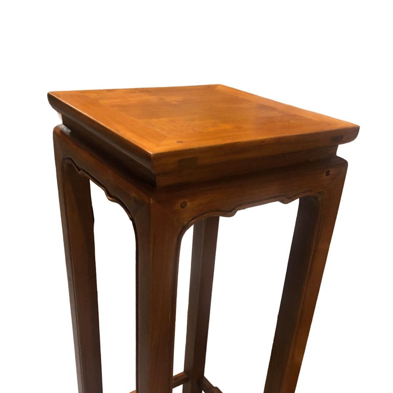 Ming Style Carved Oak Rectangular Incense Plant Stand