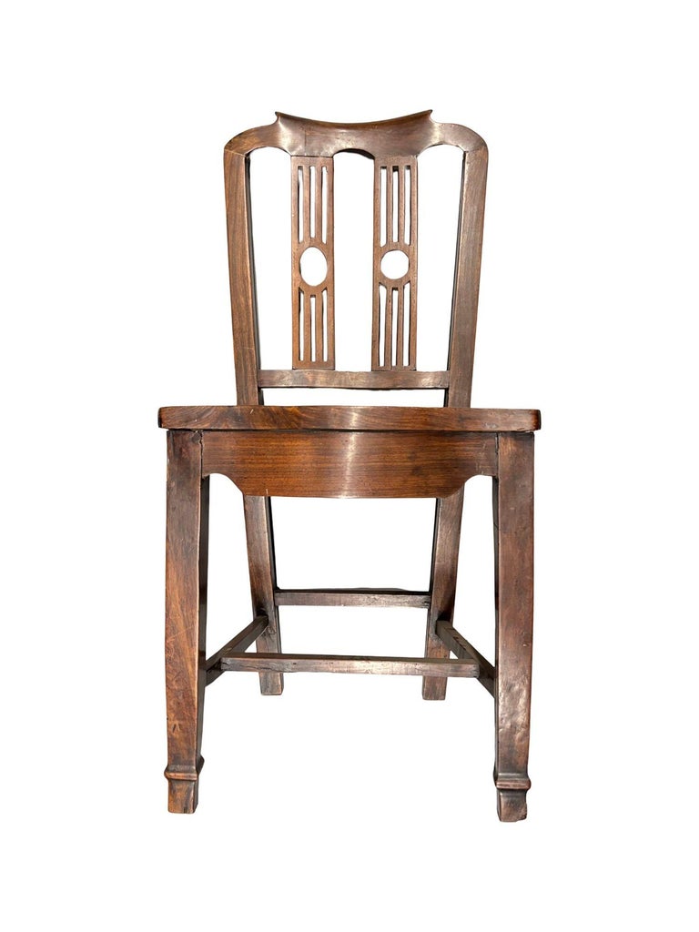 English Hepplewhite Walnut Pierced Splats Harp Side Chair
