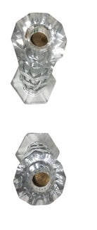 Mid Century Crystal Candlestick Diamond Top - Pair