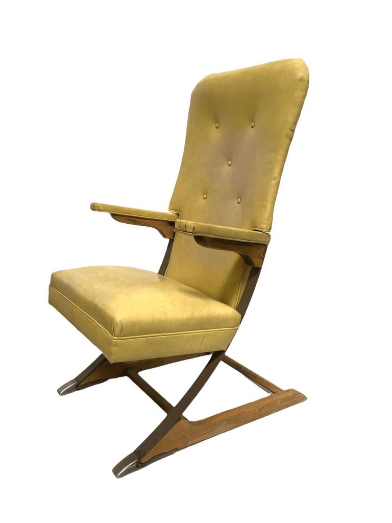 Vintage Rock-a-Chair Cantilever Rocker Chair in Harvest Gold Vinyl
