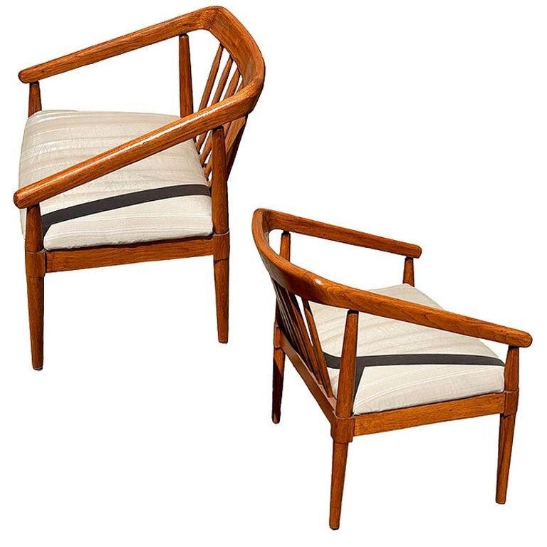 Mid-century "Declaration" Oak Arm Chairs by Kipp Stewart for Drexel, Pair