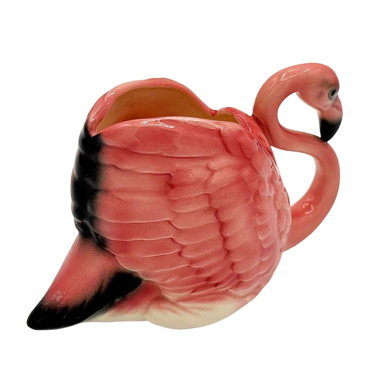 Rare Mid-century Ceramic Pink Flamingo Flower Table Planter Signed Will-George