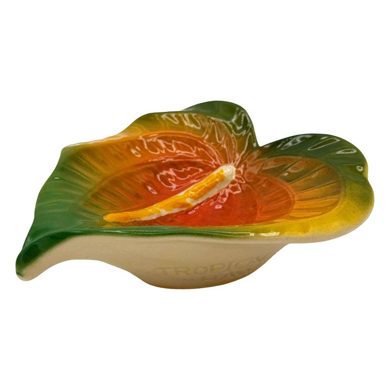 Mid-century Anthurium Ceramic Candy Dish by Tropical Clay Hawaii