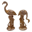 Rare Mid-century Speckled Gold Ceramic Pink Flamingo Statue by McCulloch, Pair