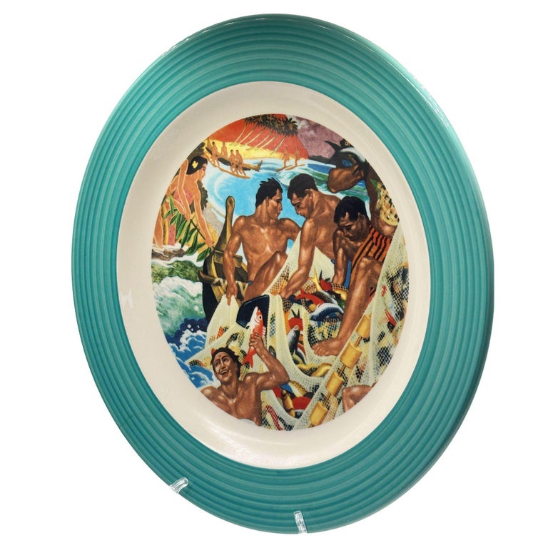 16" Eugene Savage "Festival of the Sea" Serving Platter, Lynn Krantz Dish Books