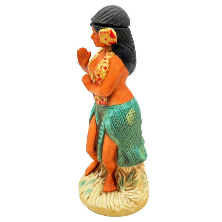 Hawaiian Distilleries Ceramic Hula Girl Dancer Rum Decanter Bottle 1976
