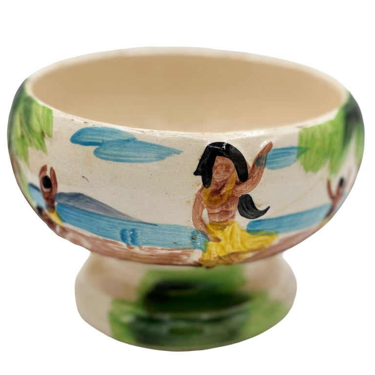 Midp-century Hand Painted Harveys Casino Lake Tahoe Hula Scorpion Tiki Mug Bowl