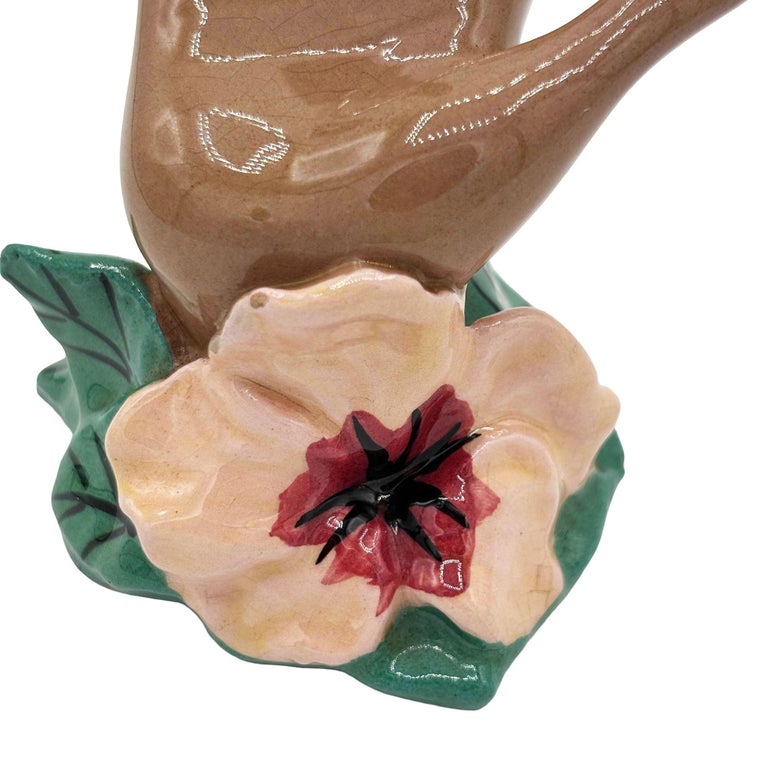 California Pottery Figural Hand w/ Magnolia Flower Ring Holder by Clemensons
