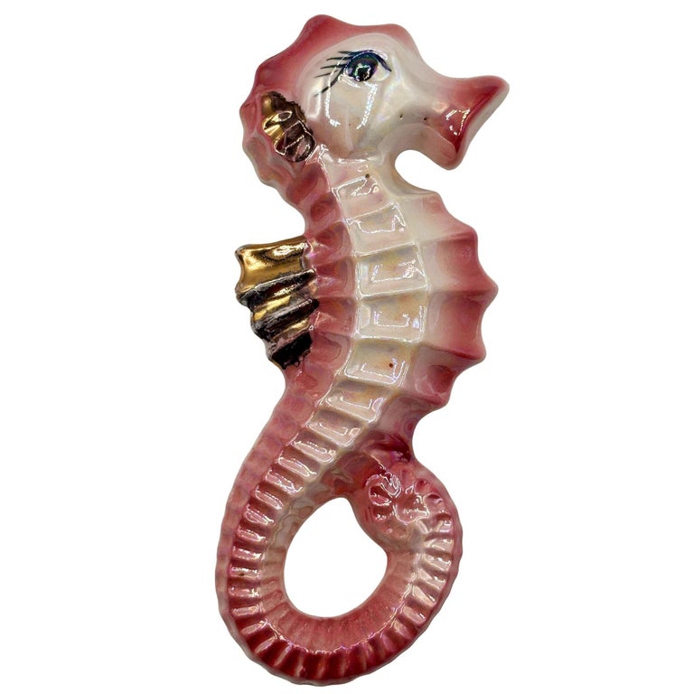 MCM Ceramic Angel Fish & Seahorse 3 Piece Wall Sculpture Set by Freeman Mcfarlin