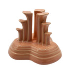 Art Deco Apricot Peach Tripod Pyramid Candleholder by Fiesta Ware, Pair