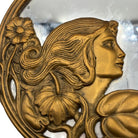 Cast Brass Art Nouveau Round Wall Mirror with Ivy Lady Portrait