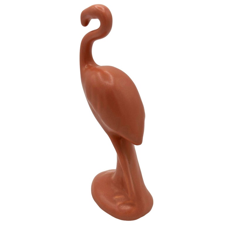 MCM Ceramic Curious Watcher Modernist Pink Flamingo Tabletop Statue by Metlox