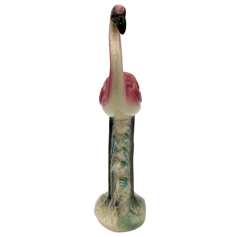 MCM Ceramic California Pottery Standing Tall Pink Flamingo Figurine Statue