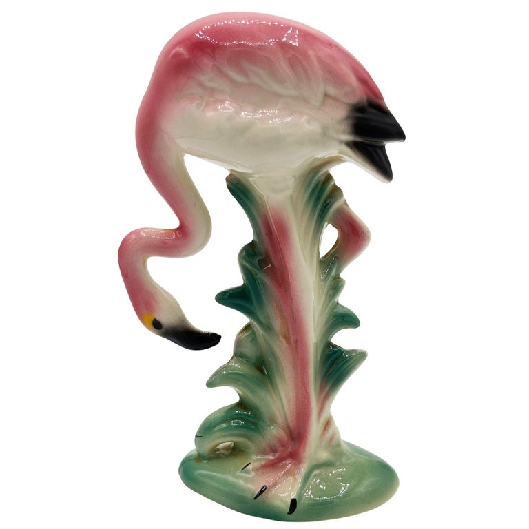 MCM California Pottery Ceramic Searcher Tropical Pink Flamingo Figurine Statue